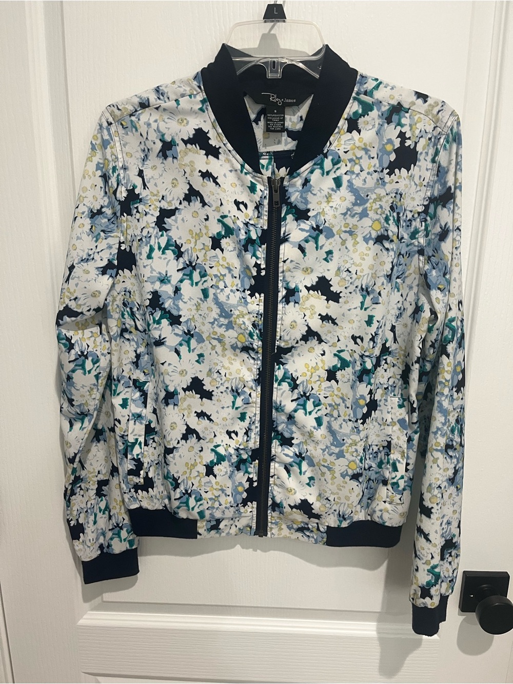 Petite Floral Bomber Jacket - White/Blue